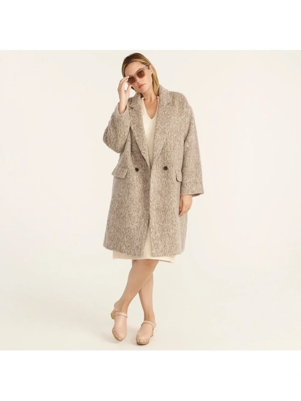 J.Crew Brushed Wool Relaxed Topcoat Size XXS Oversized Fit